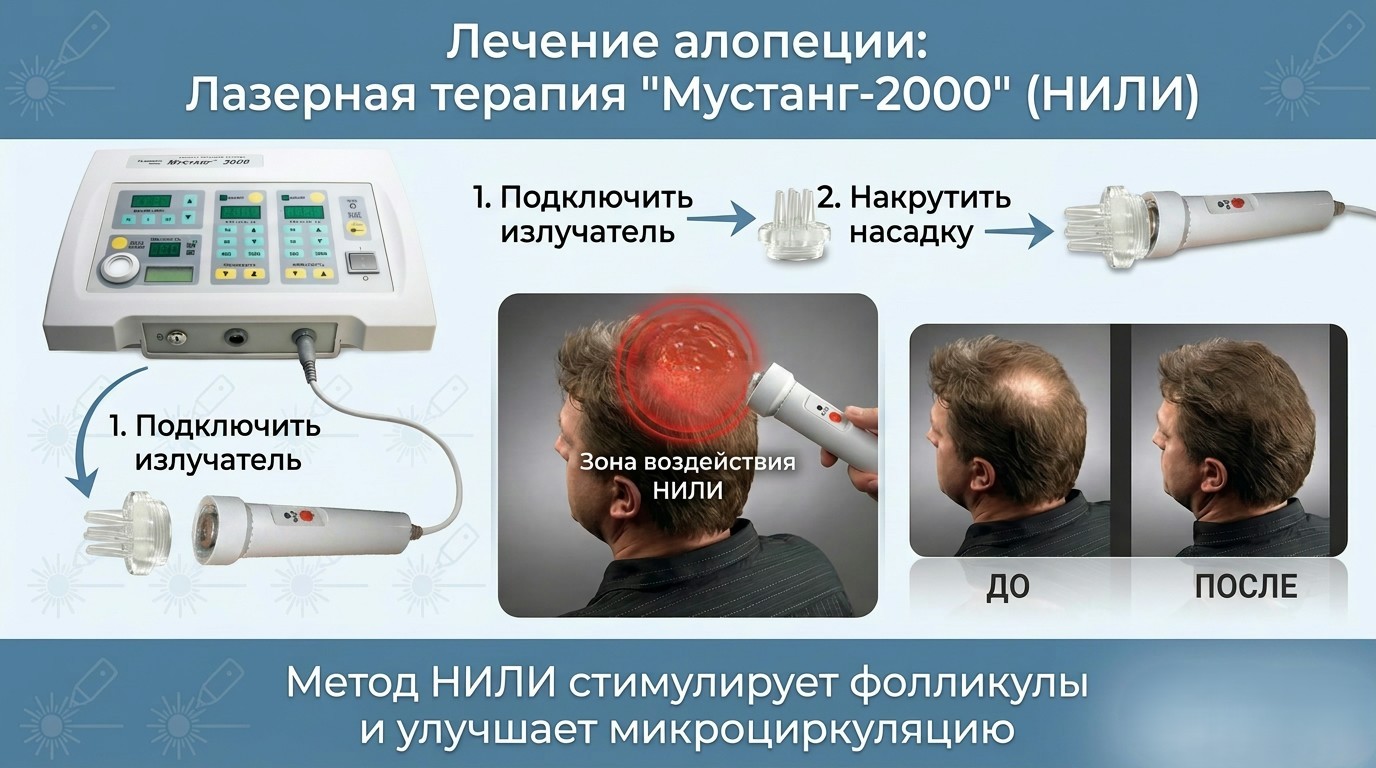Лечение волос на аппарате Мустанг-2000
